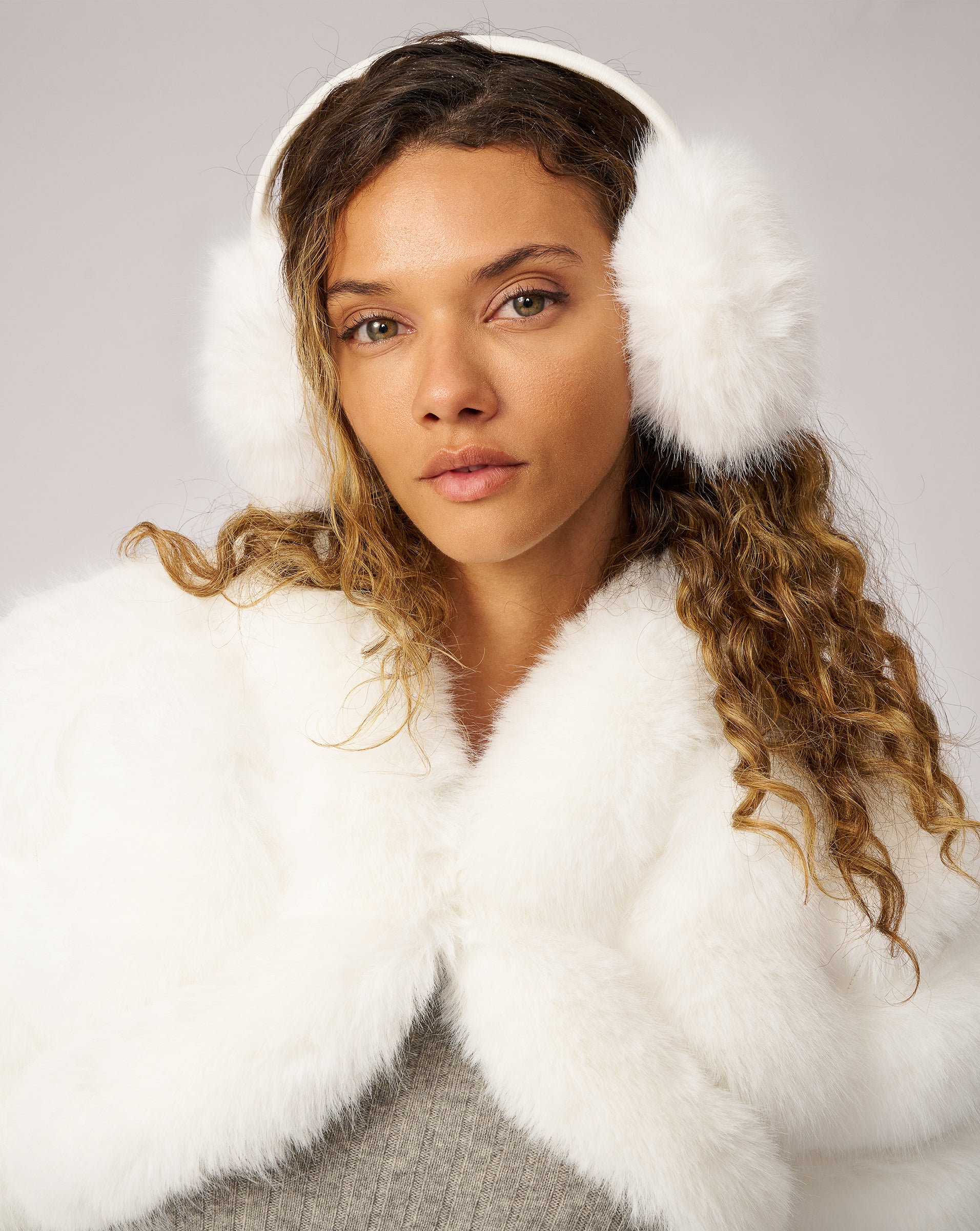 Adrienne Landau Brown Faux Fox Fur Earmuff