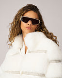 Luxe Diamond & Fox Faux Fur Coat