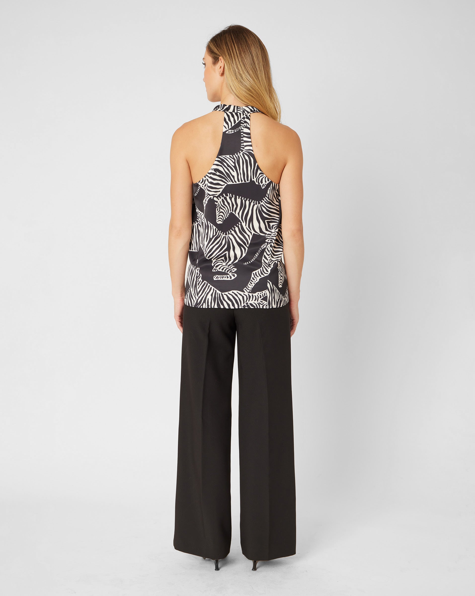 Zebra cowl neck tank