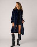 Sheared Mink Faux Fur Belted Coat
