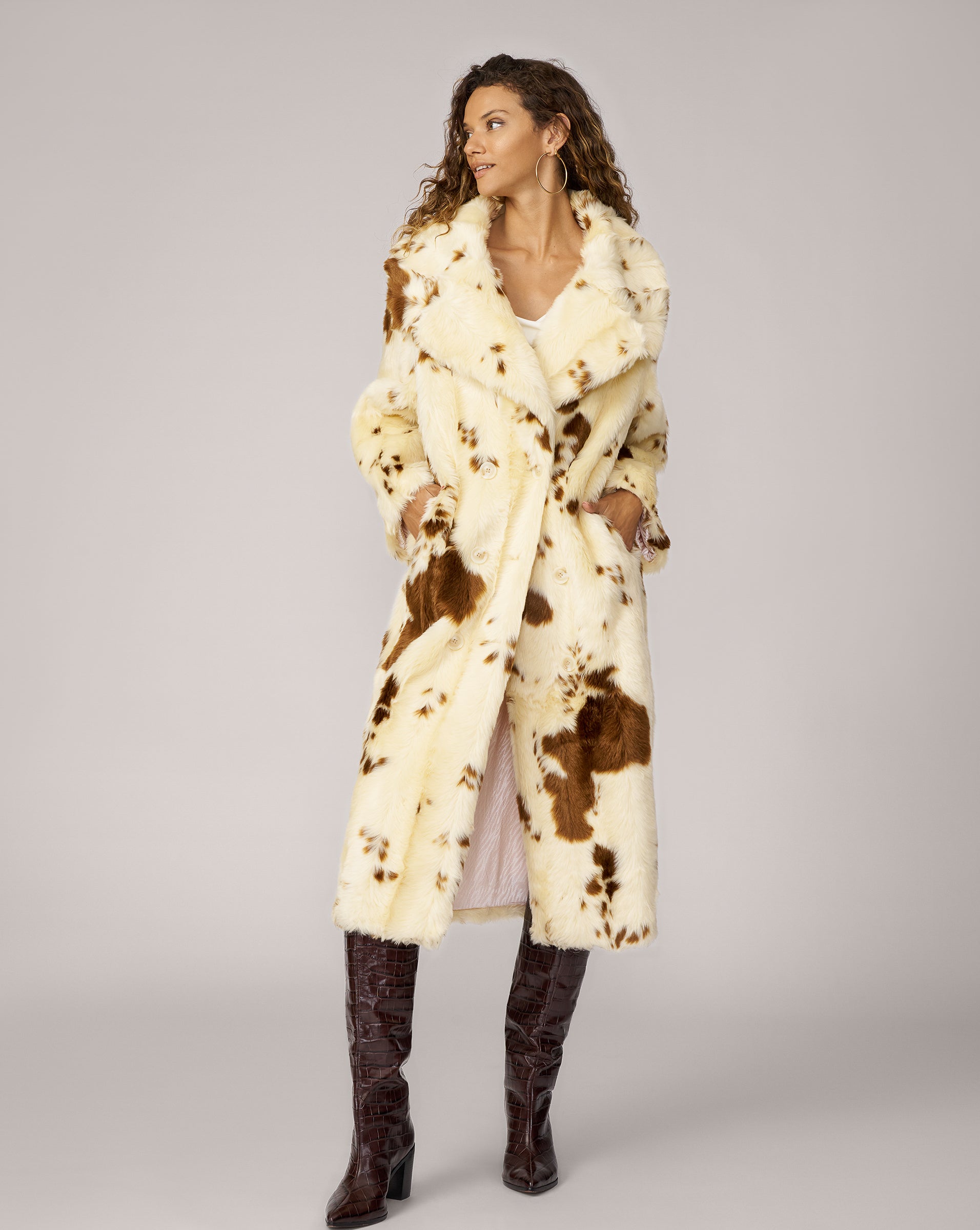 Adrienne Landau Cow print Faux Suede Coat