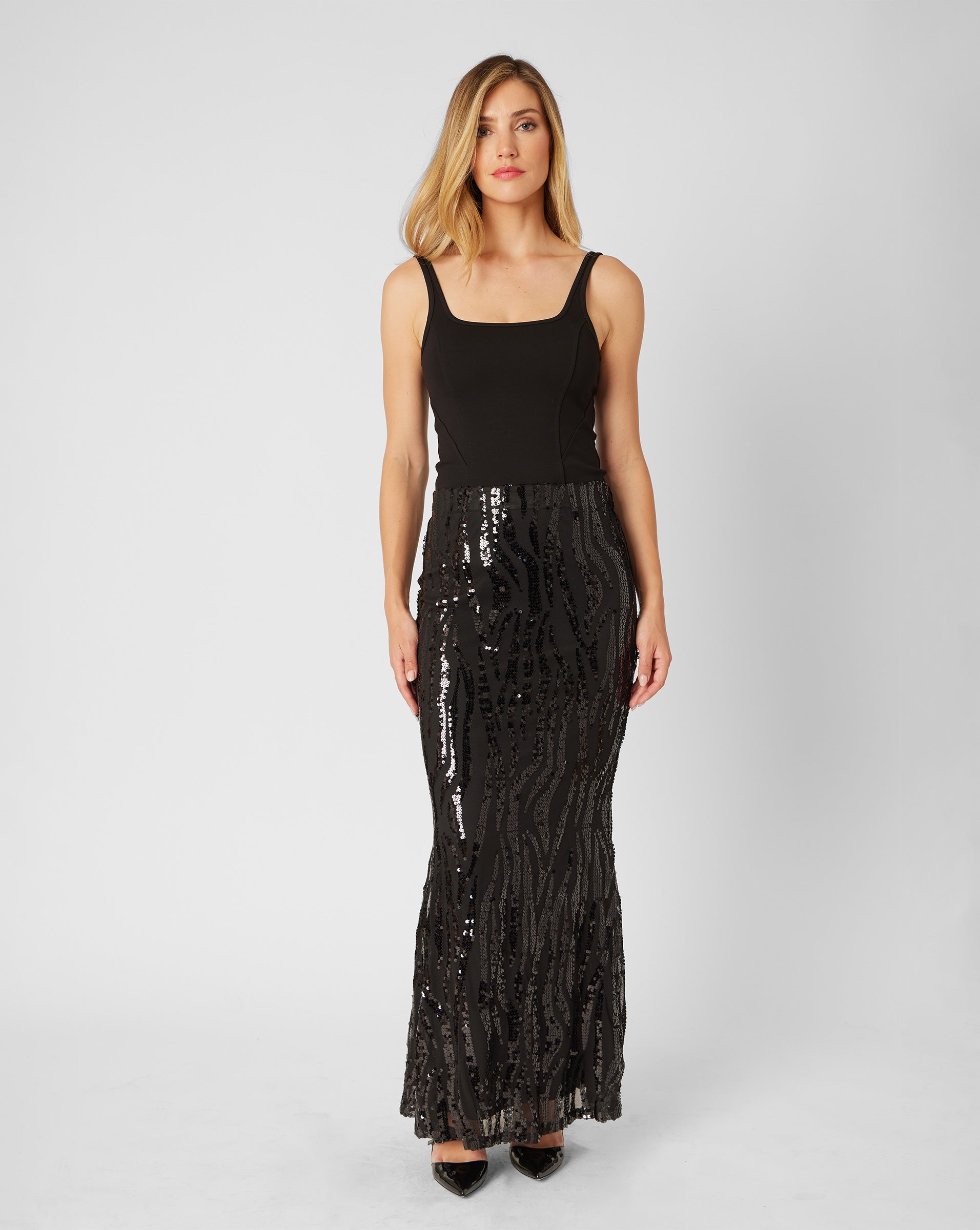 Zebra Sequin Maxi Skirt