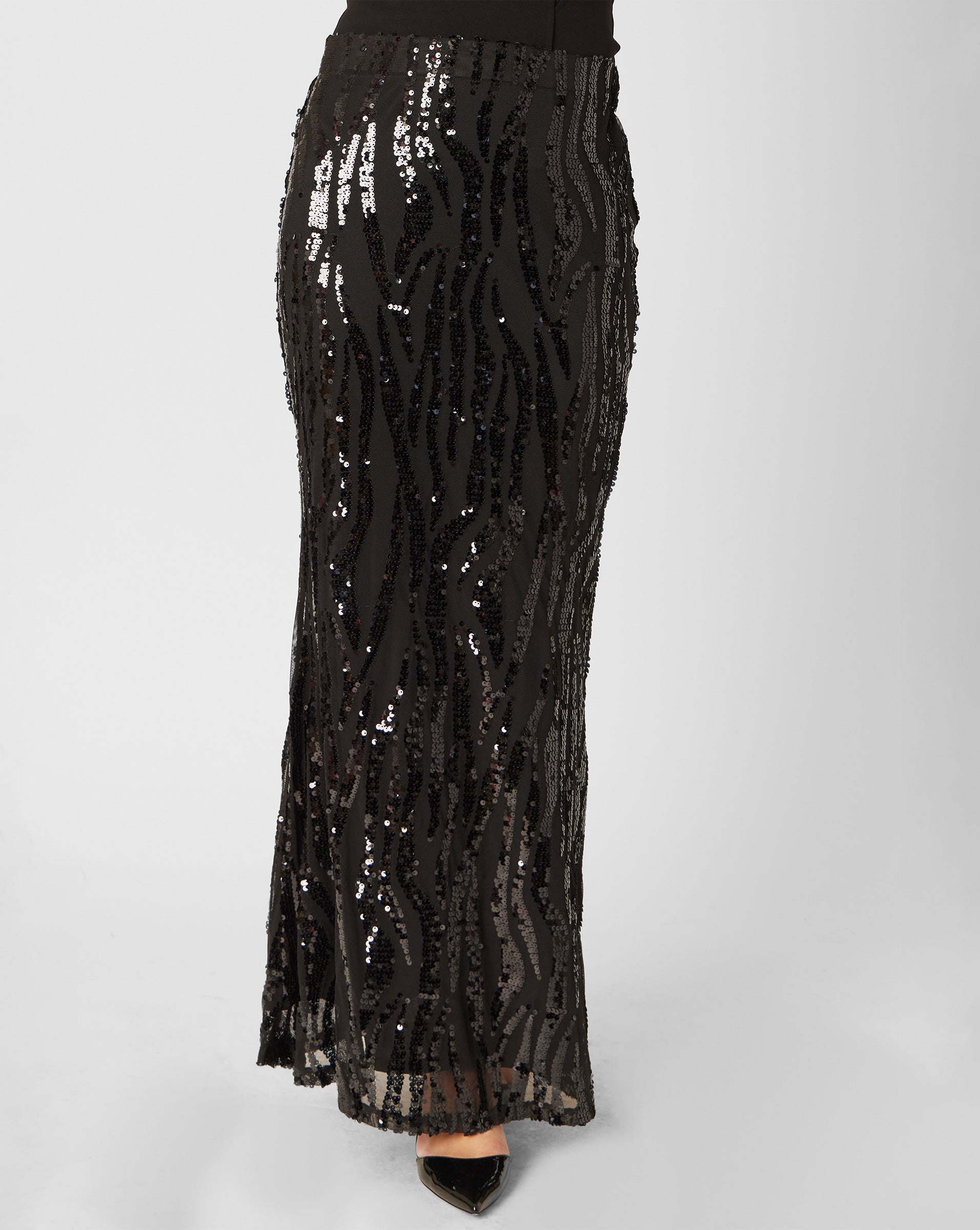 Zebra Sequin Maxi Skirt
