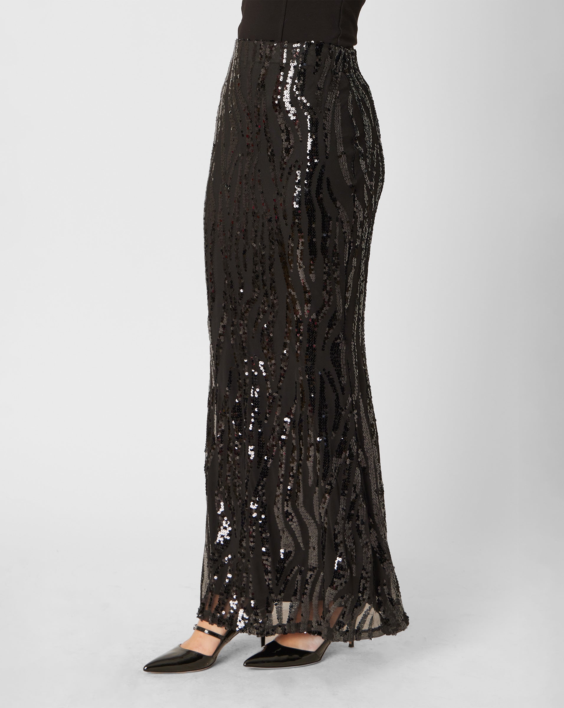 Zebra Sequin Maxi Skirt