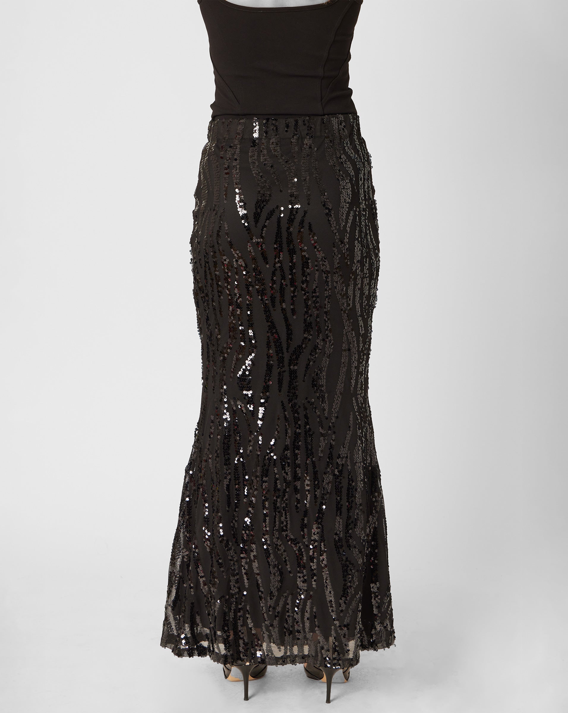 Zebra Sequin Maxi Skirt