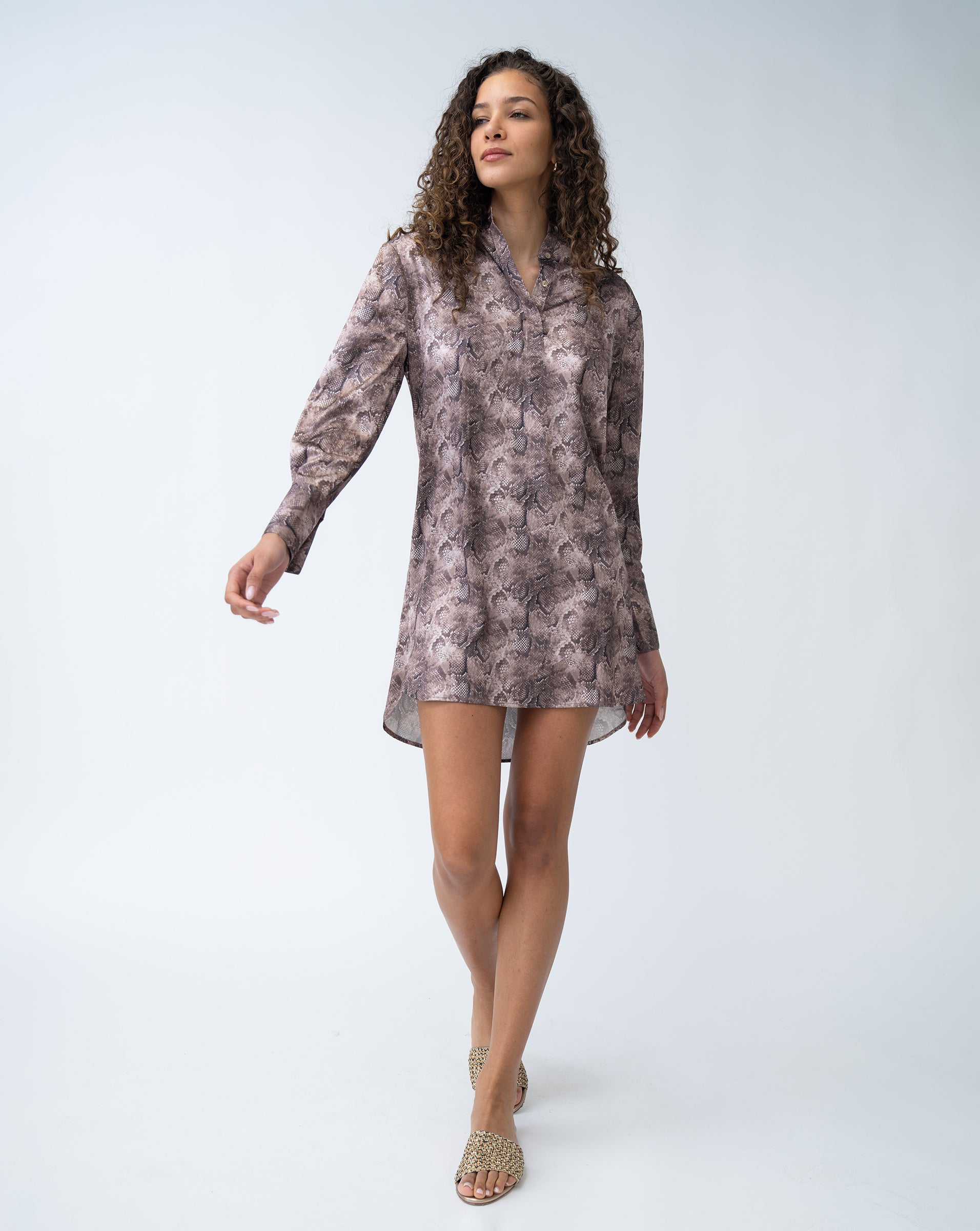 Final Sale - Snake Print Mini Shirtdress