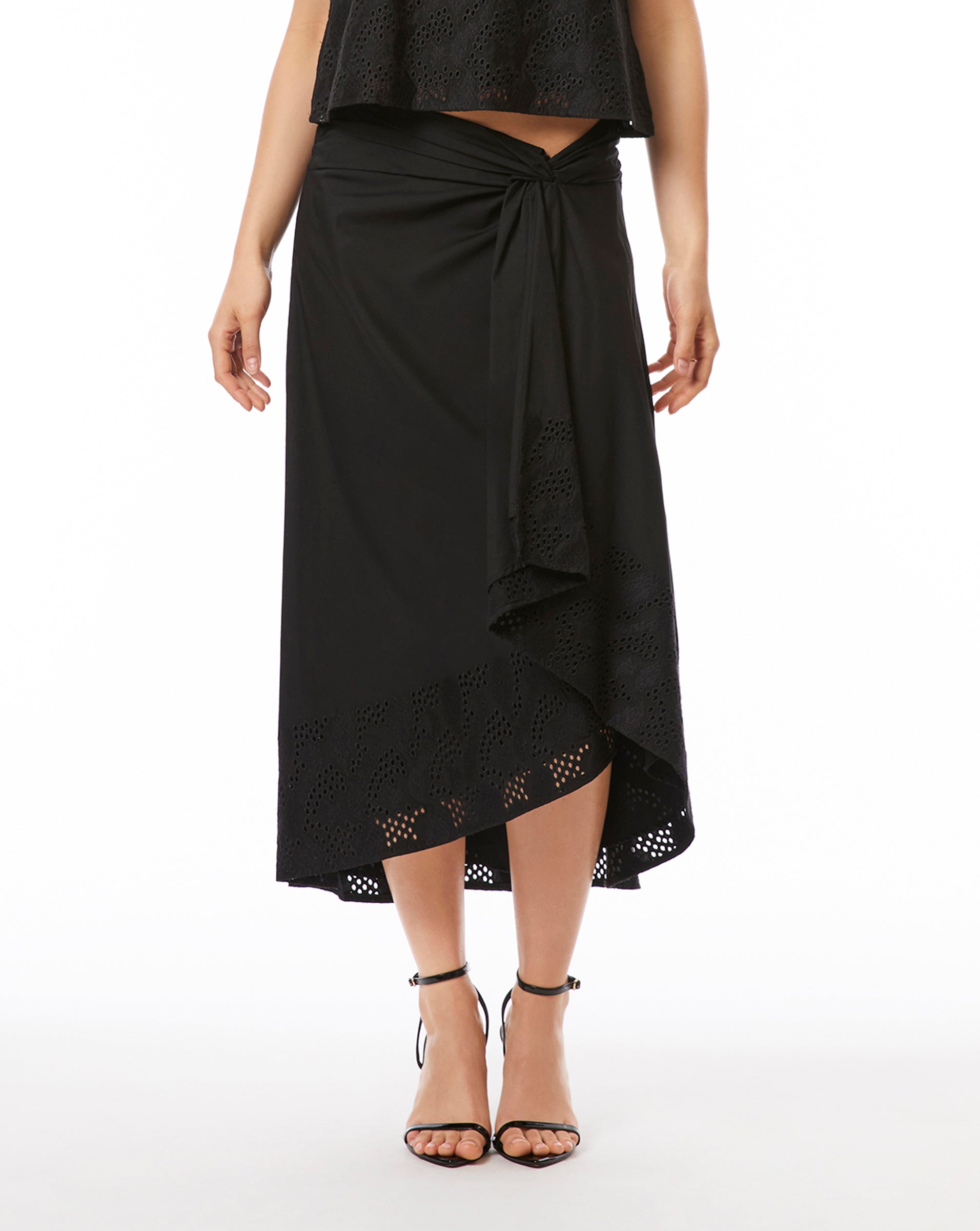 FINAL SALE - Eyelet Draped Skirt