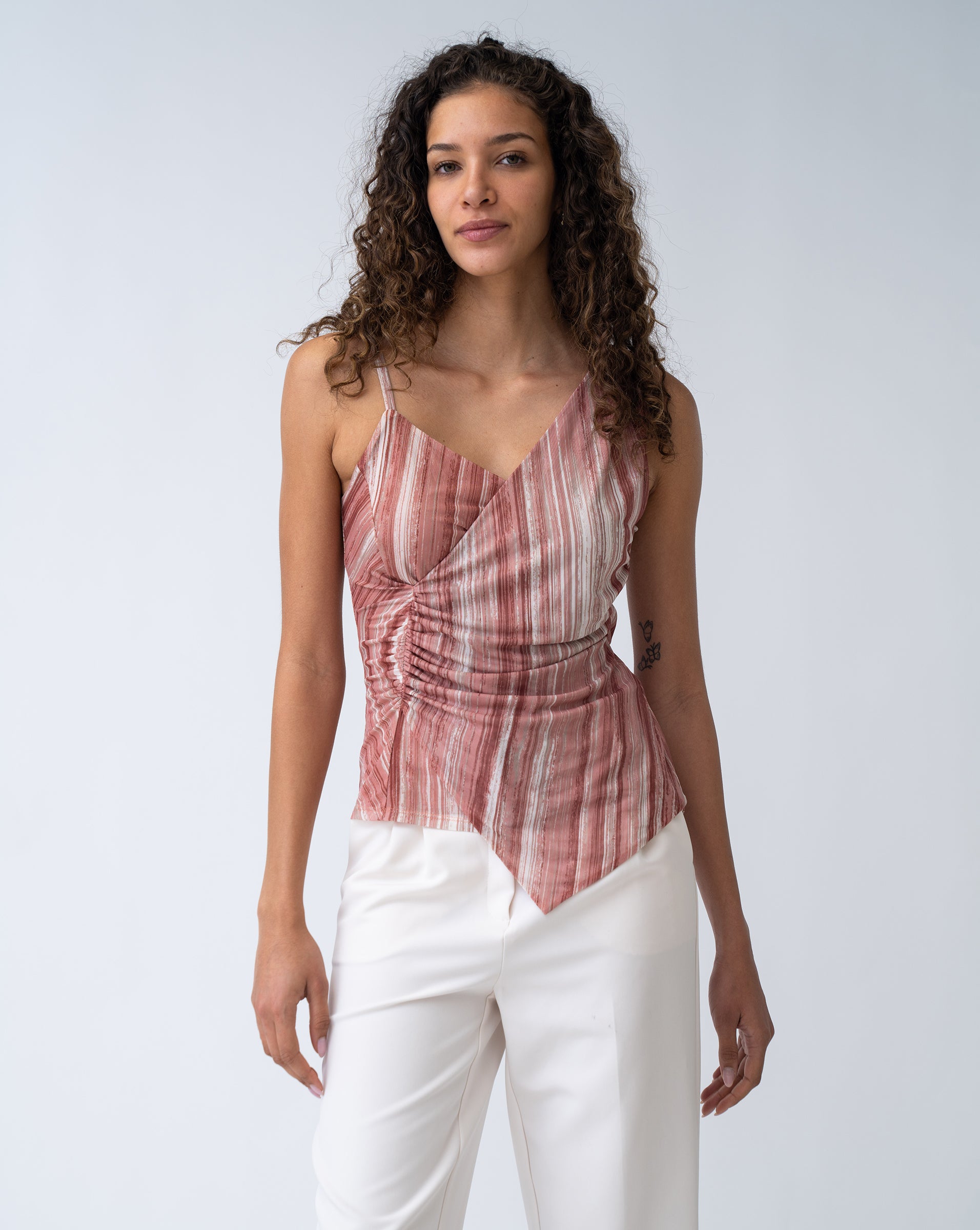 FINAL SALE - Printed Mesh Suplice Top