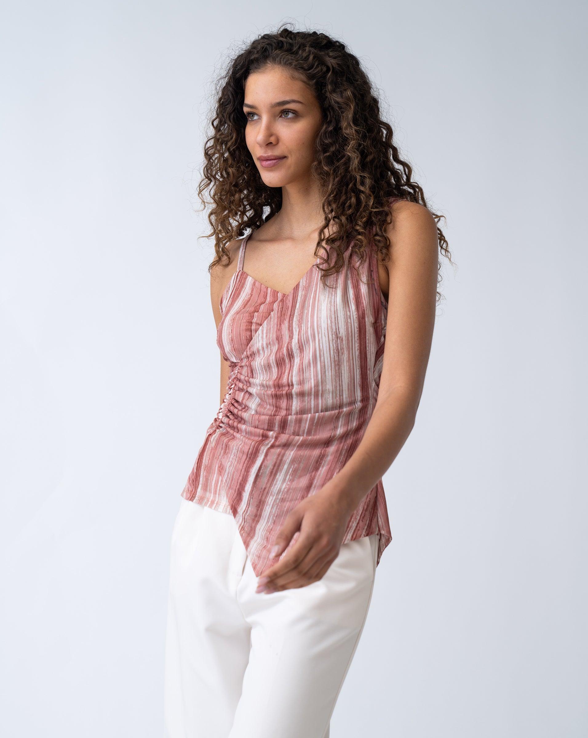 FINAL SALE - Printed Mesh Suplice Top
