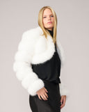 Cropped Channel Quilt Fox Faux Fur Jacket
