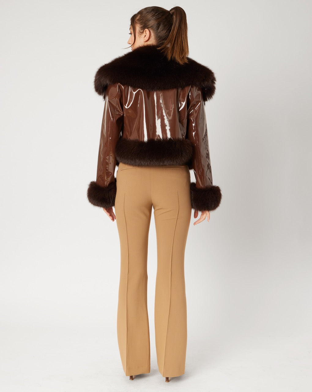 Faux Leather Jacket with Fur