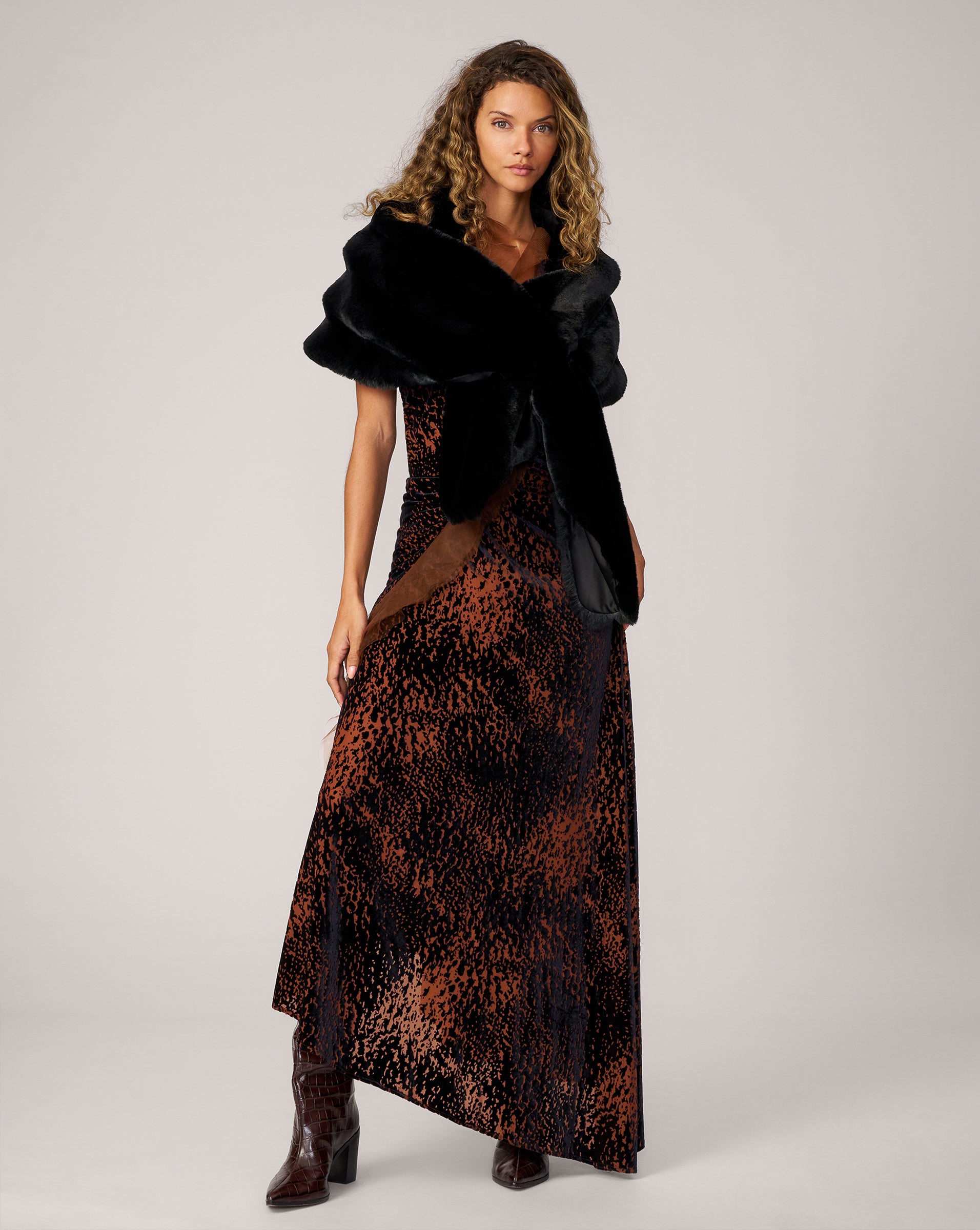 Adrienne Landau Glam Faux Fur Chinchilla Wrap