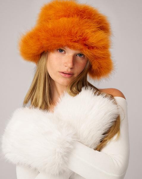 marmalade × PWA MADRAS POD-HAT L プア バケハ Adrienne Landau Marabou Feather Bucket Hat