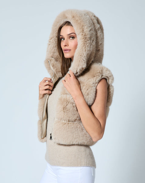 【THREEDOTS】DR0002Y Double face fake fur hooded vest フェイクムートンベスト Frye Women's Kourtney Faux Shearling Hooded Vest - Macy's