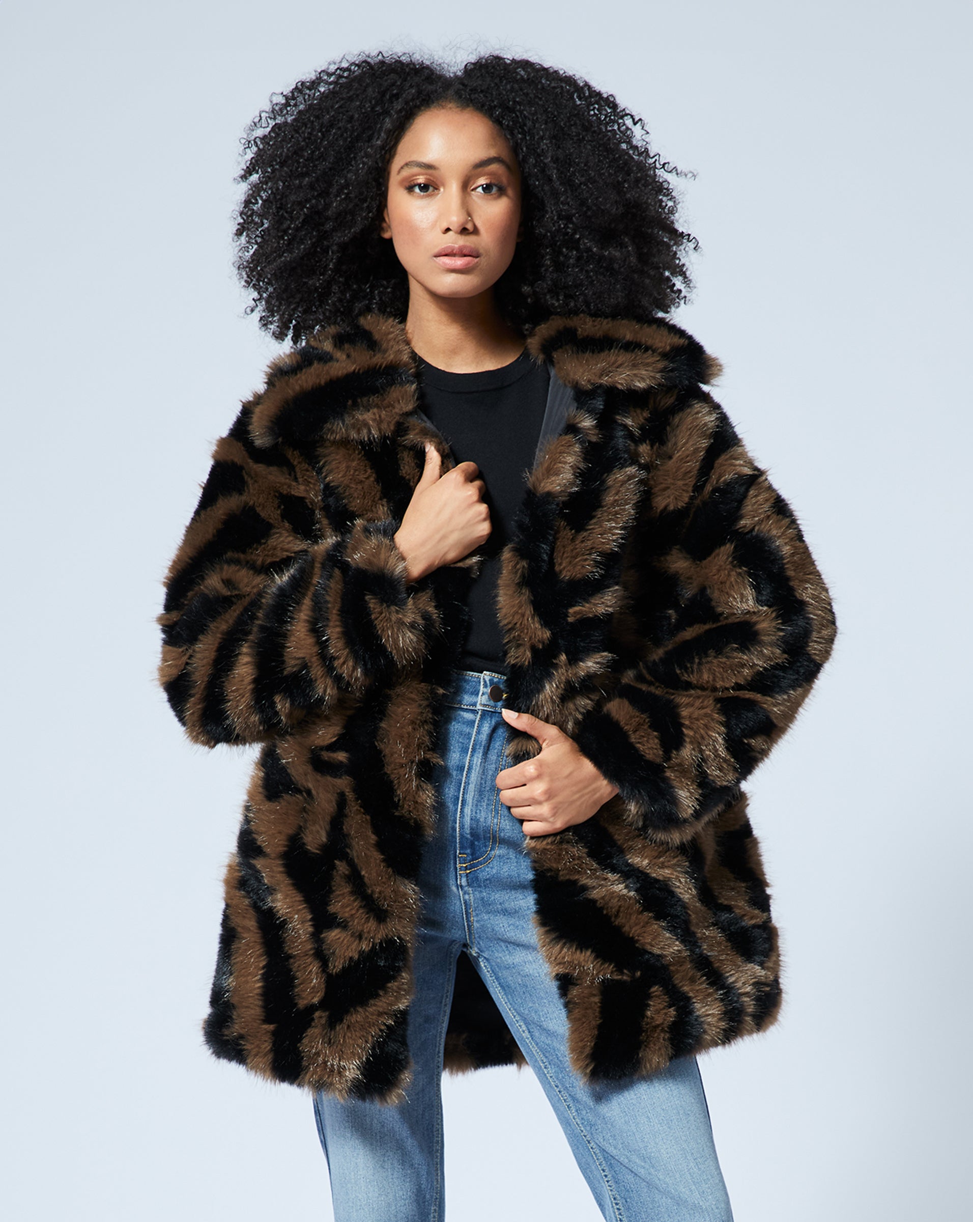 Animal Print Fox Faux Fur Jacket