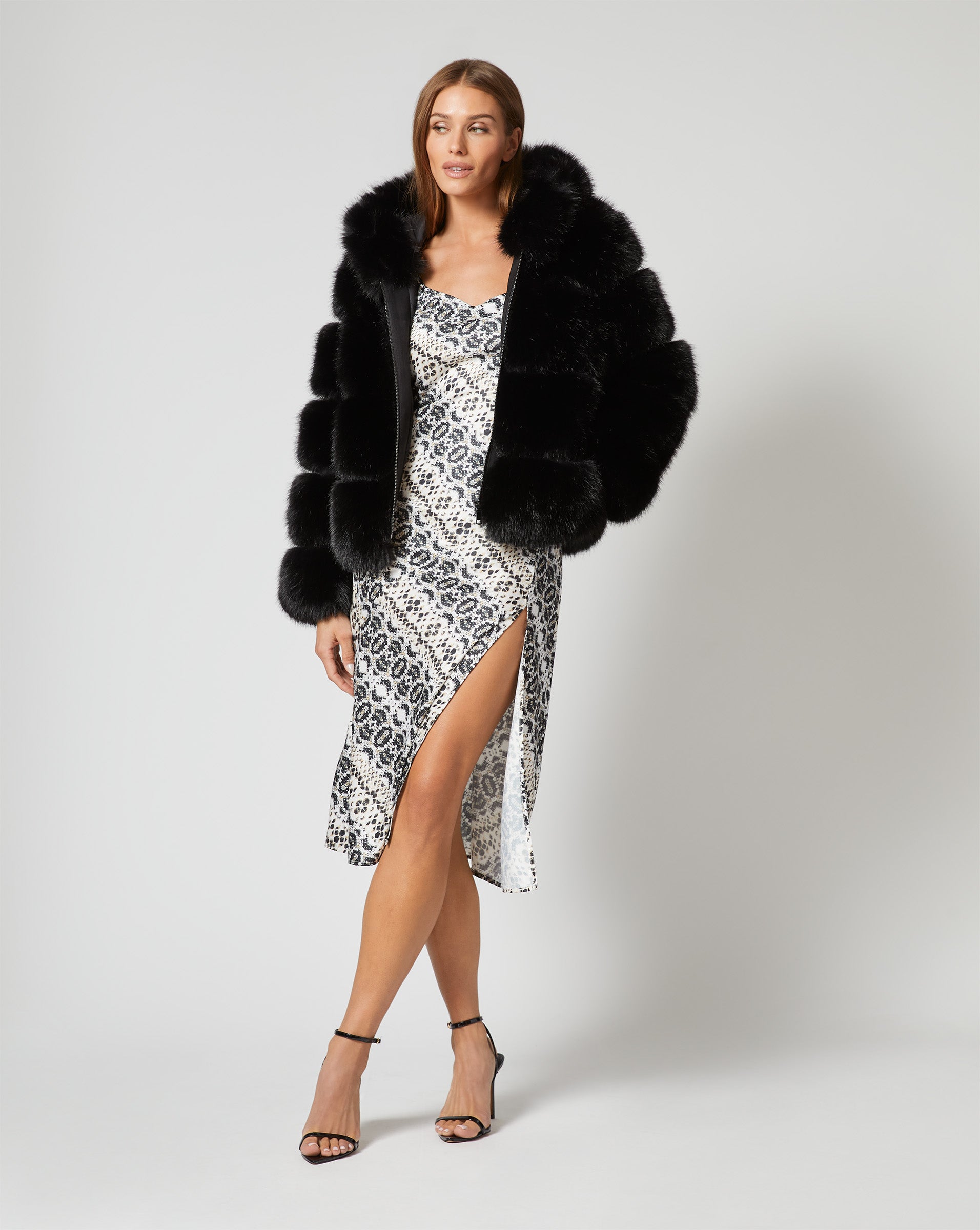 Adrienne Landau Black Faux Fox Fur Jacket Adrienne Landau Black Faux Fox Fur Jacket