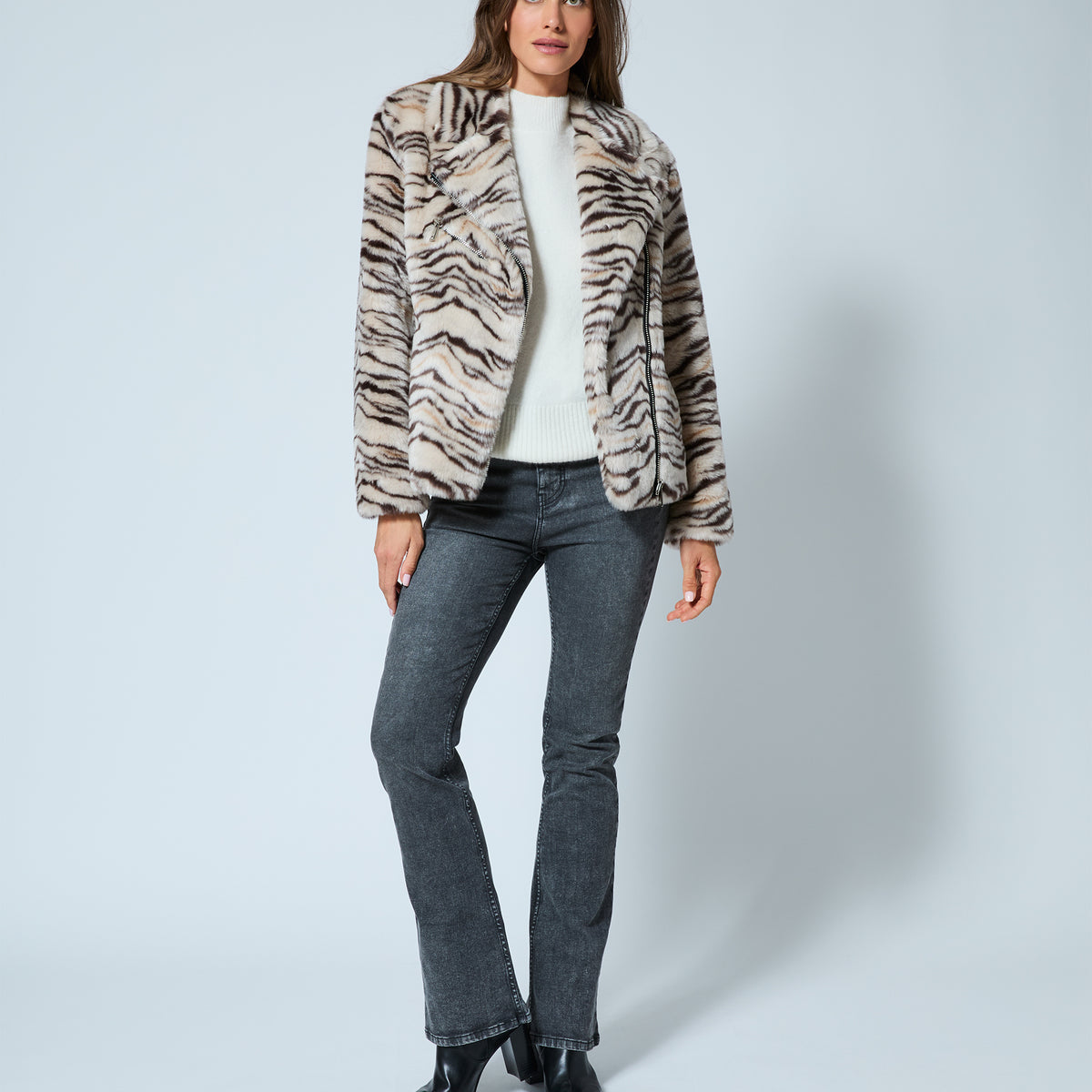 Moto Mink Faux Fur Jacket