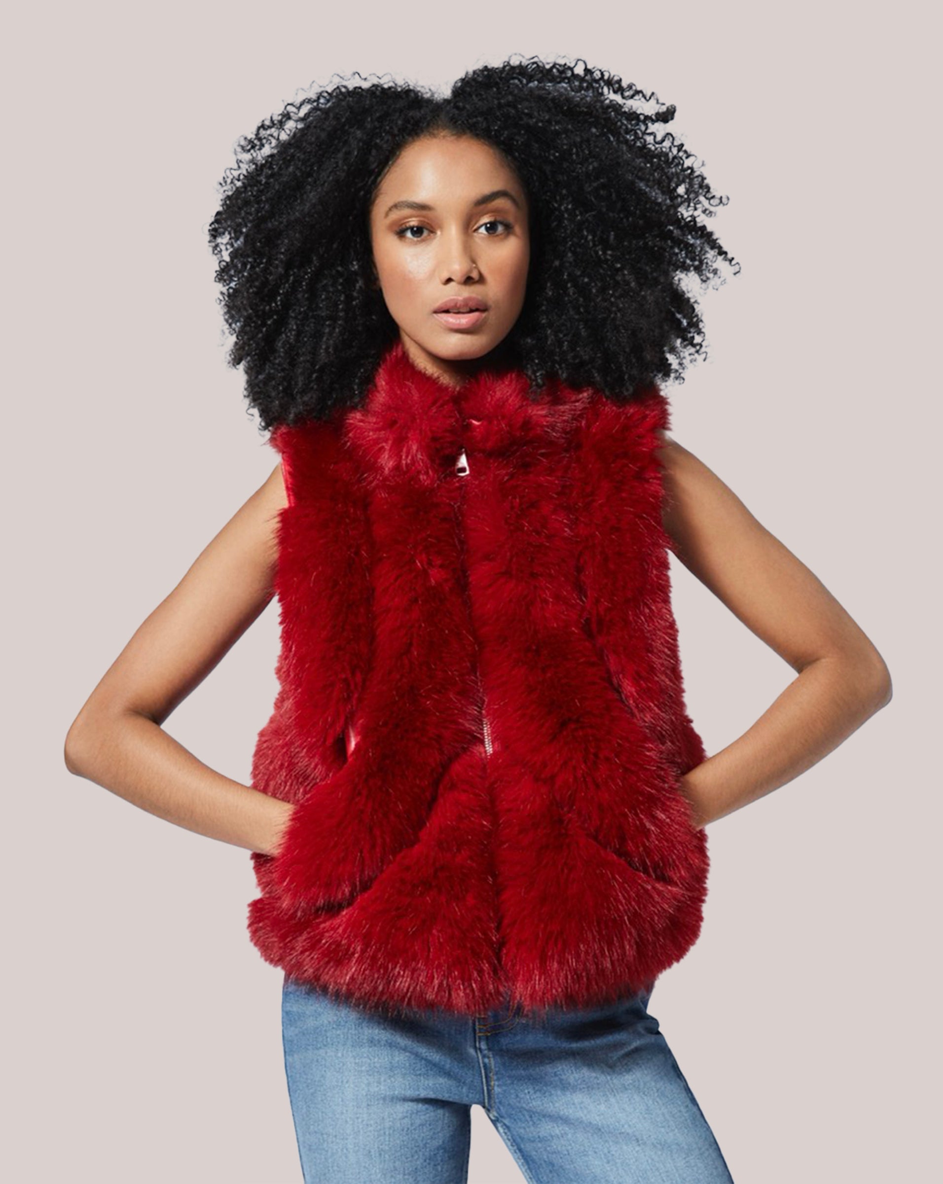 Adrienne Landau Faux Fox Fur Jacket