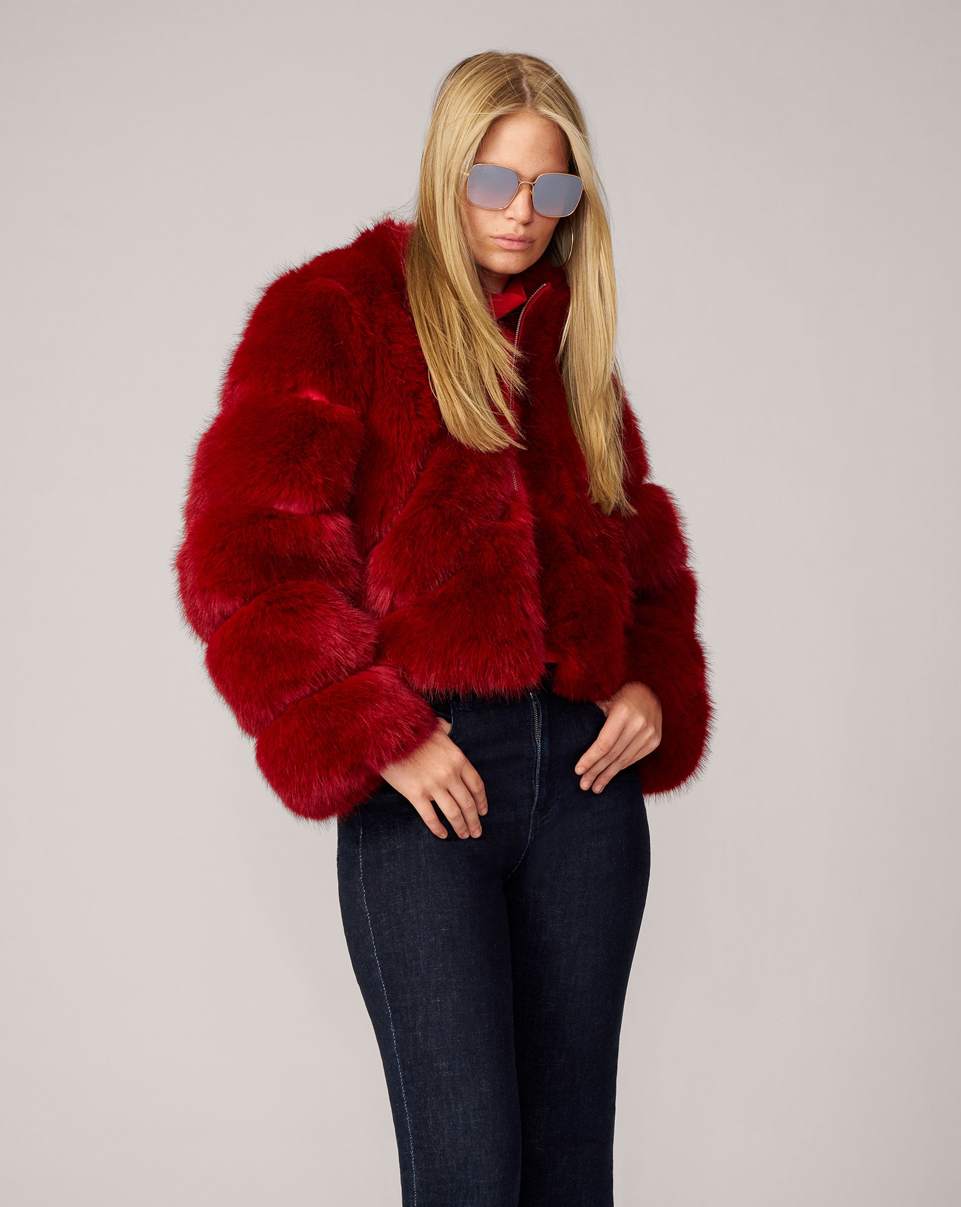 ジャケット・アウター archive Wine Red Leopard Faux FurJacket archive Wine Red Leopard Faux FurJacket Red Wine Raccoon Fur