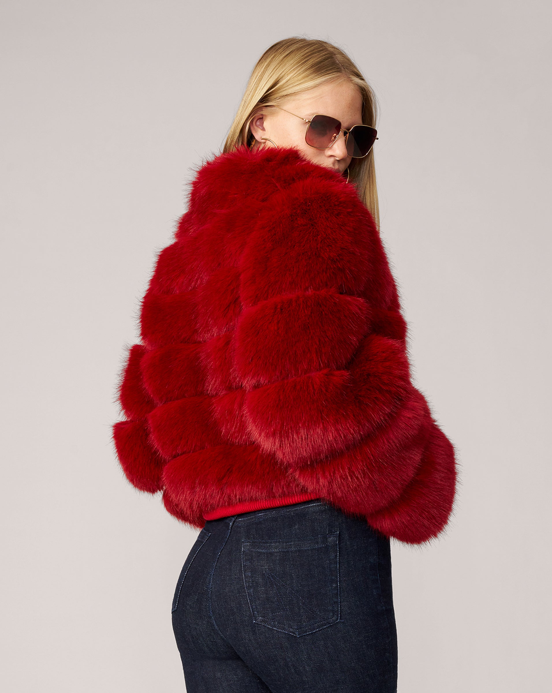 Adrienne Landau Faux Fox Fur Jacket
