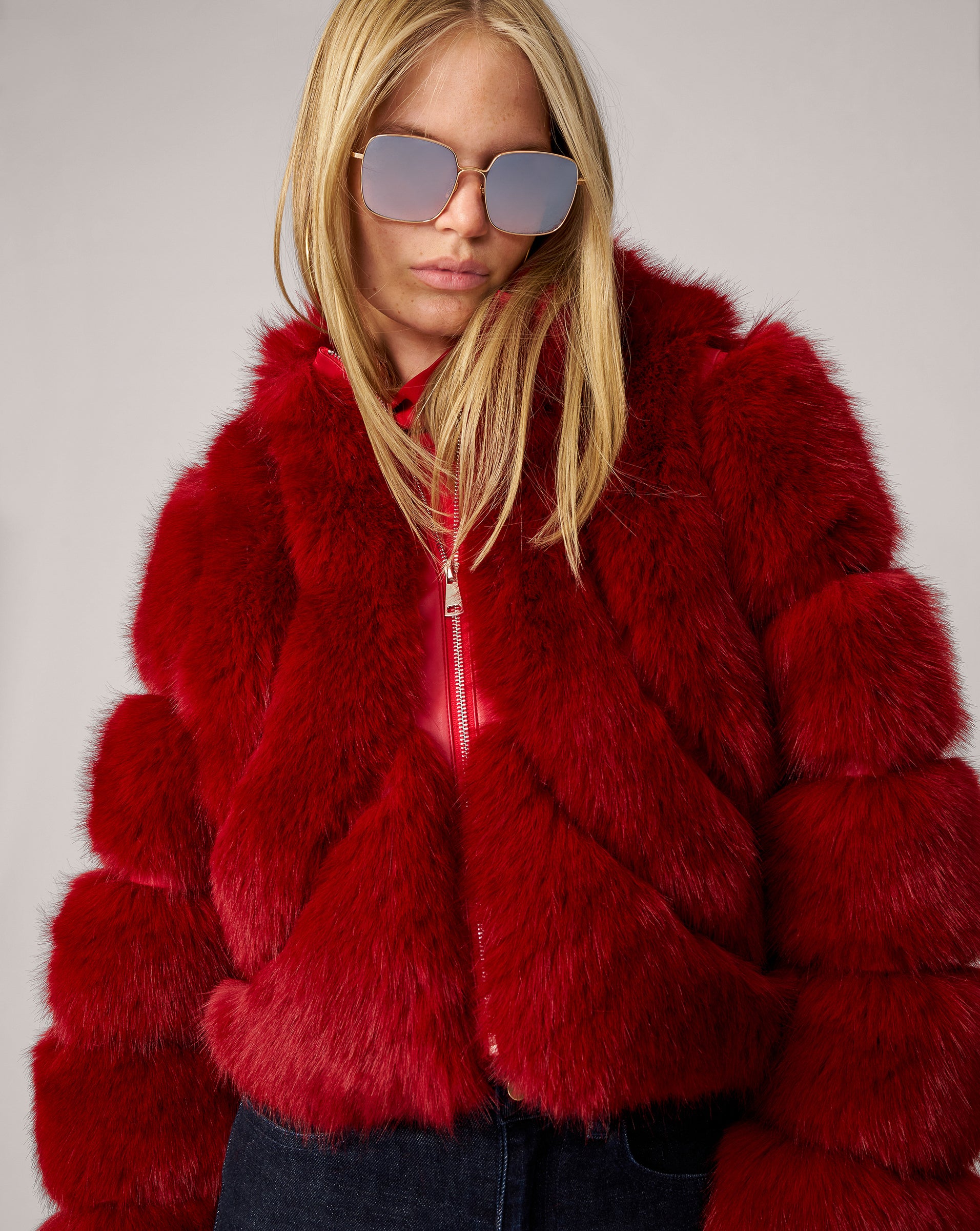 Adrienne Landau Faux Fox Fur Jacket