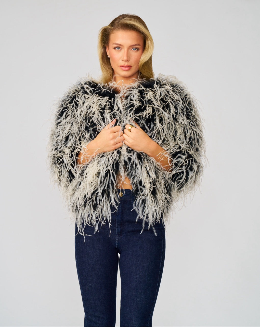 Confetti Ostrich Feather Jacket