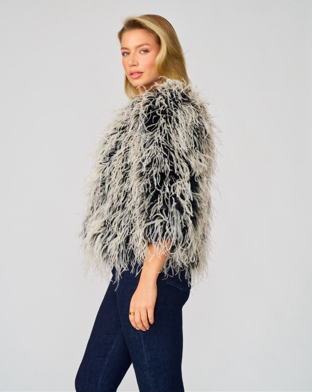 Confetti Ostrich Feather Jacket