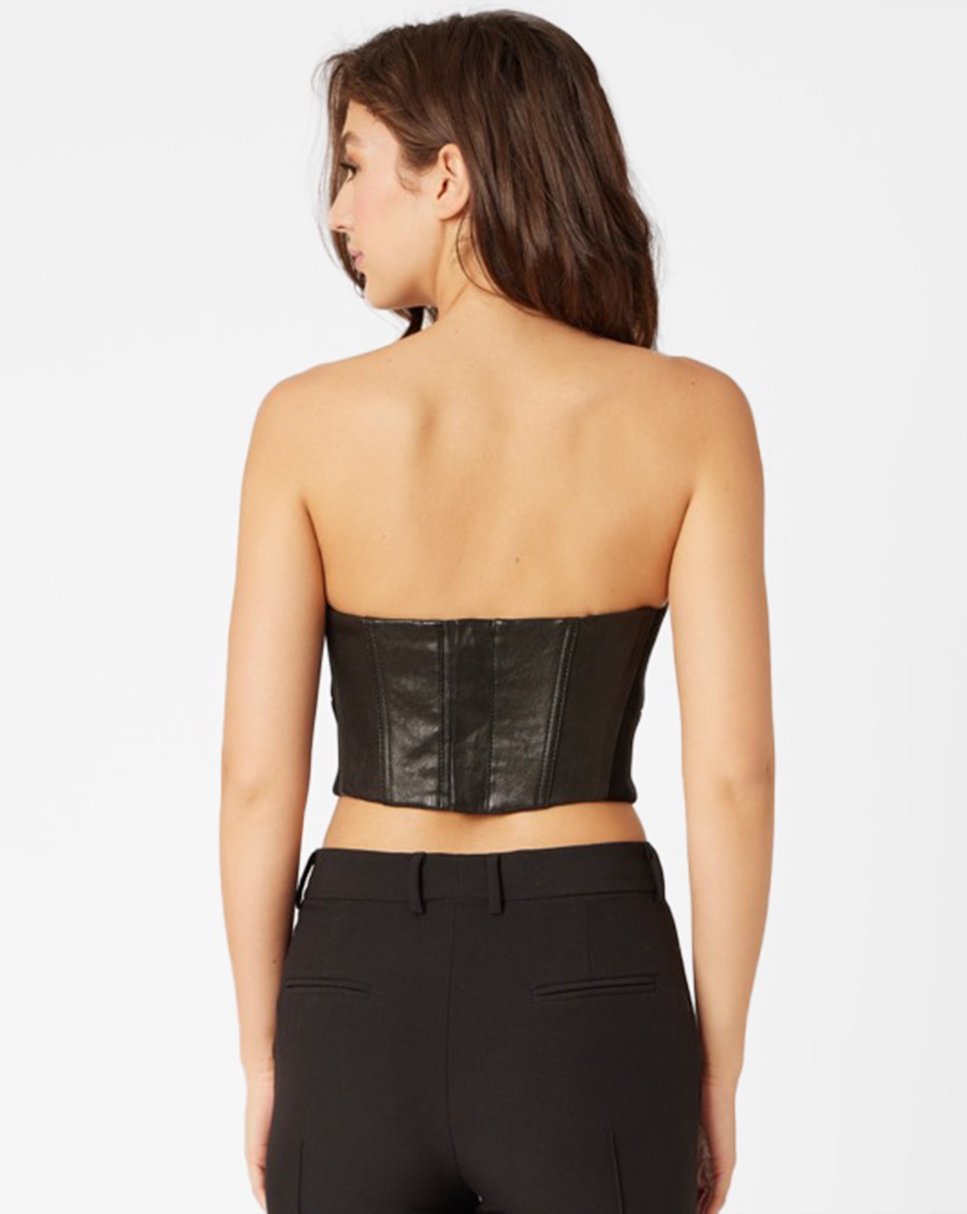 Leather Strapless Corset Crop Top