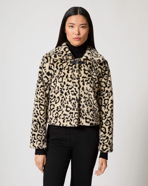 Adrienne Landau Snow Leopard Faux Fur Jacket