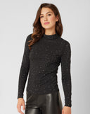 FINAL SALE - Studded Mock Neck Top