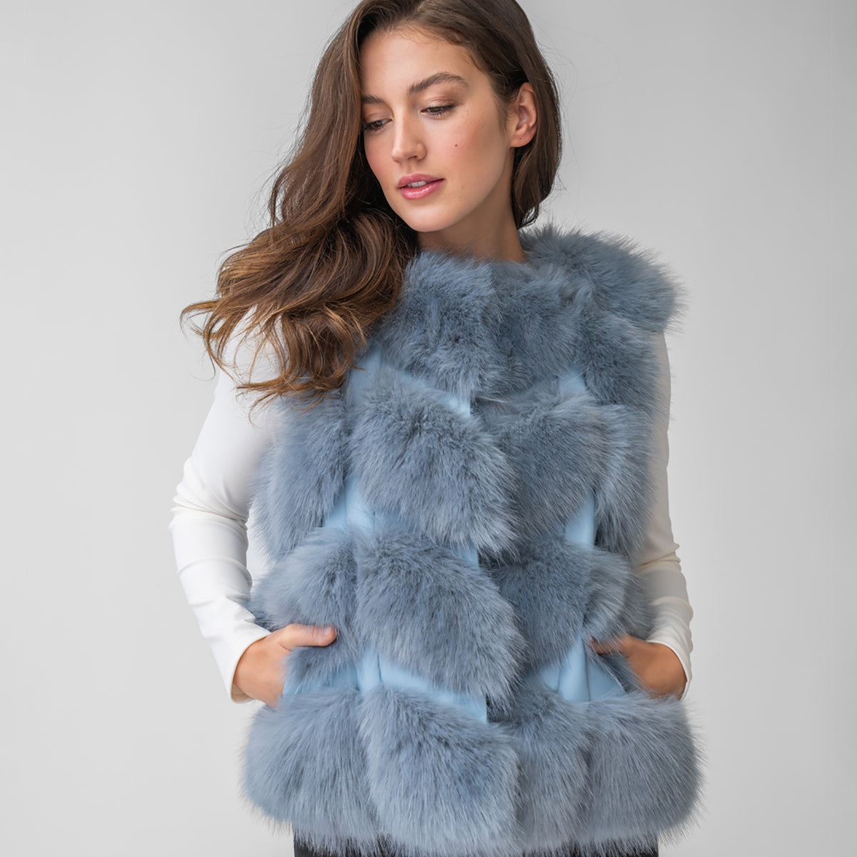 Y2K Fluffy Faux Fur Vest - Lucky Vintage