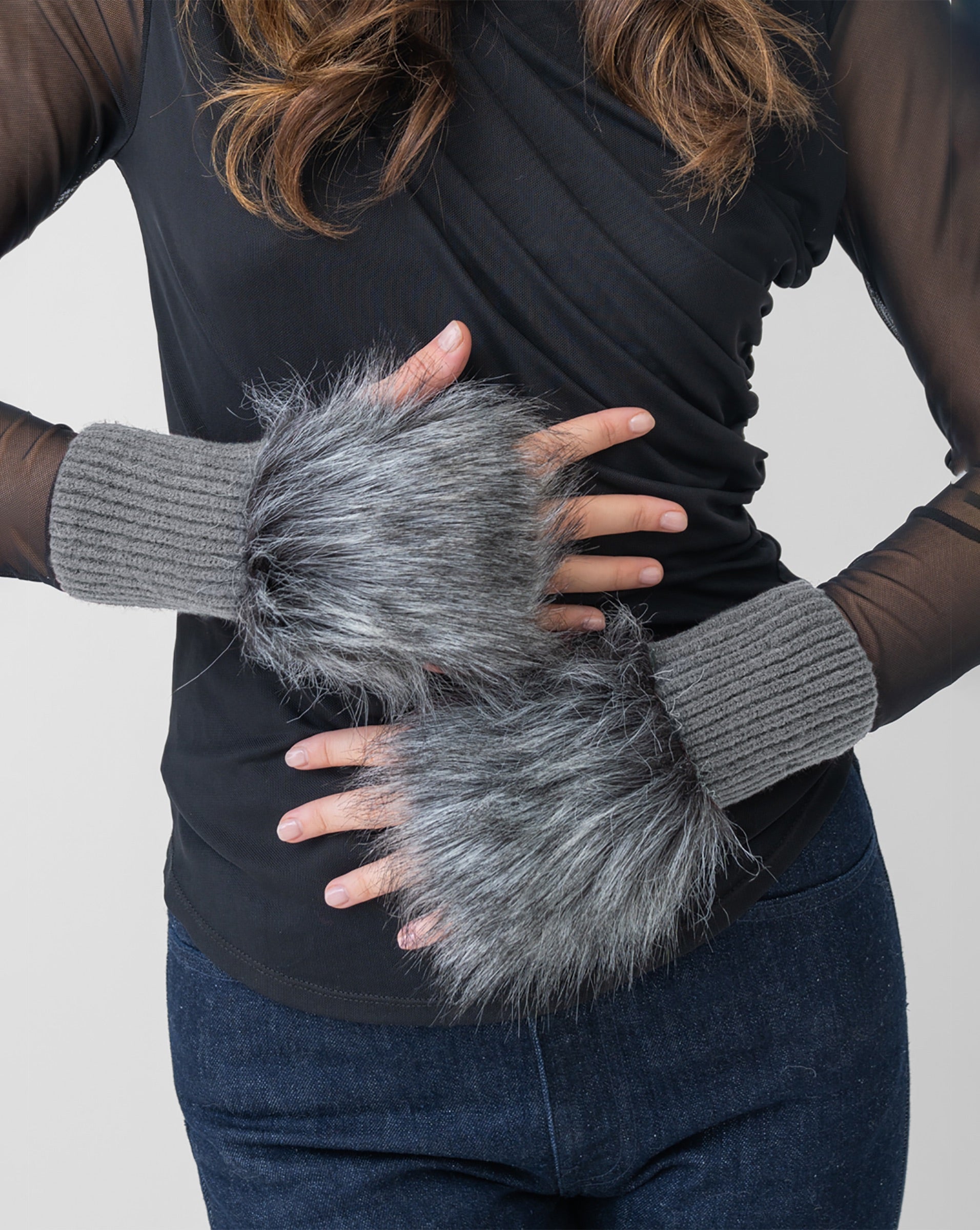 FINAL SALE - Faux Fur Fingerless Gloves