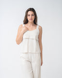 FINAL SALE - Pinstripe Linen Blend Sleeveless Top