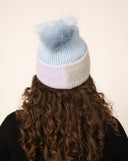 Color Block Knit Hat with Crystals