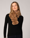 Pull Through Faux Chinchilla Scarf, Camel