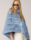 Channel Quilted Mink Faux Fur Cape