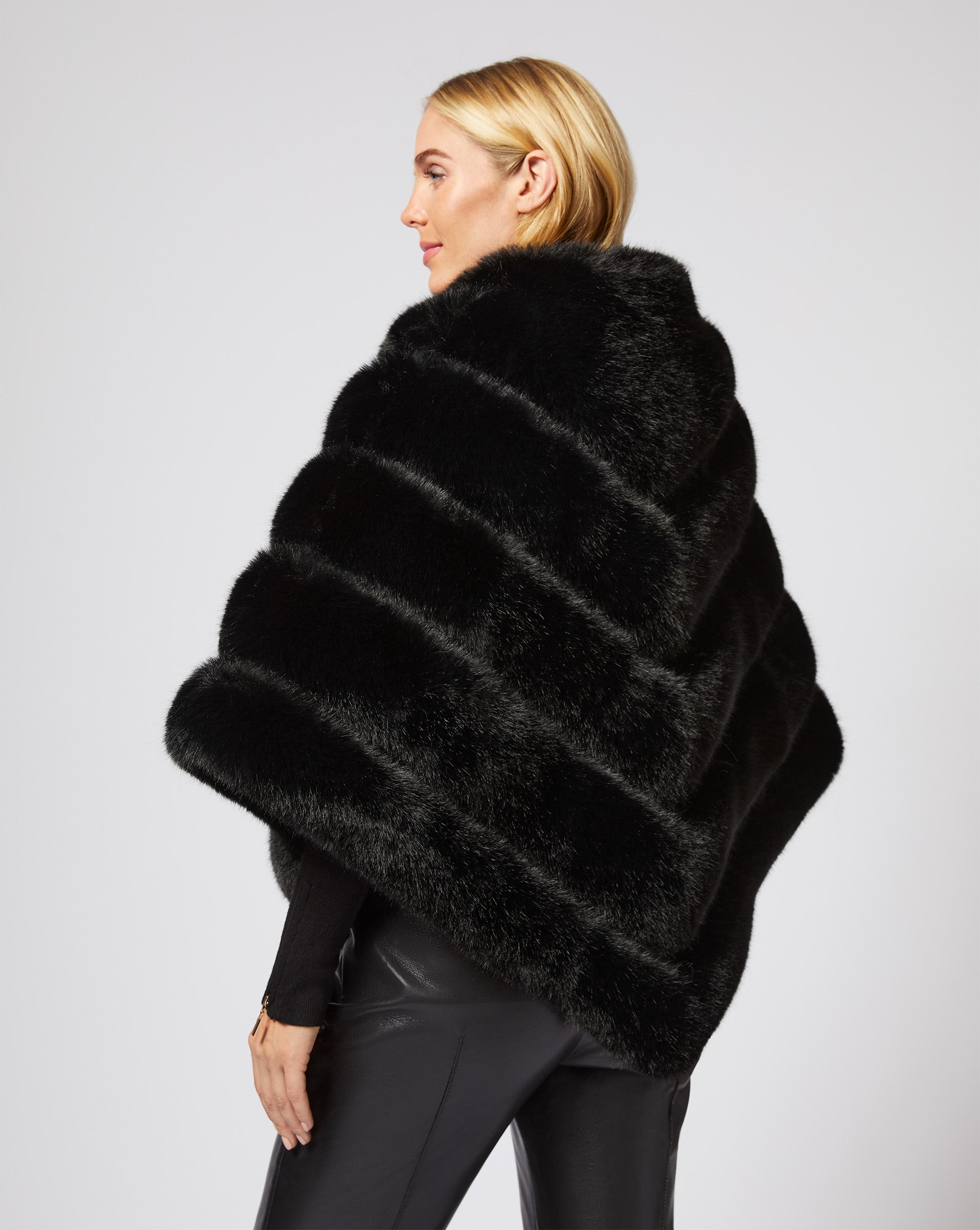 Channel Quilted Mink Faux Fur Cape