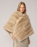 Channel Quilted Mink Faux Fur Cape