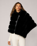 Channel Quilted Mink Faux Fur Cape