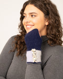 Knit Fingerless Gloves with Crystals Navy