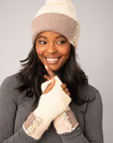 Color Block Hat and Fingerless Glove Set