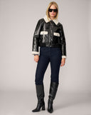 Contrast Faux Fur & Vegan Leather Jacket