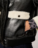 Contrast Faux Fur & Vegan Leather Jacket
