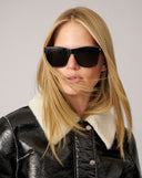 Contrast Faux Fur & Vegan Leather Jacket