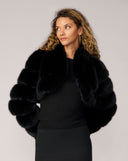 Cropped Channel Quilt Fox Faux Fur Jacket