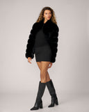 Cropped Channel Quilt Fox Faux Fur Jacket