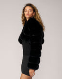 Cropped Channel Quilt Fox Faux Fur Jacket