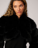 Cropped Channel Quilt Fox Faux Fur Jacket