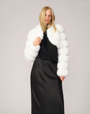 Cropped Channel Quilt Fox Faux Fur Jacket