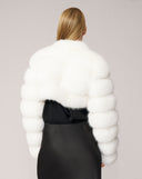 Cropped Channel Quilt Fox Faux Fur Jacket